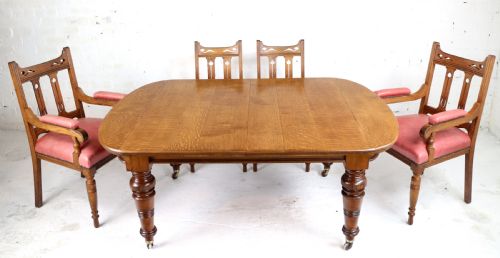 EARLY VICTORIAN OAK EXTENDING DINING TABLE 5 LEAVES 12 FT - ADDITIONAL PHOTO 14