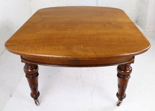 EARLY VICTORIAN OAK EXTENDING DINING TABLE 5 LEAVES 12 FT - ADDITIONAL PHOTO 15