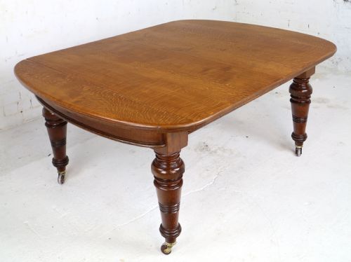 EARLY VICTORIAN OAK EXTENDING DINING TABLE 5 LEAVES 12 FT - ADDITIONAL PHOTO 16