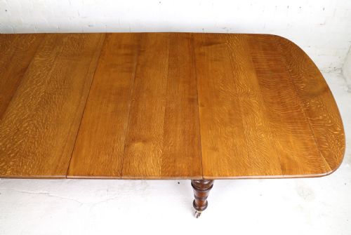 EARLY VICTORIAN OAK EXTENDING DINING TABLE 5 LEAVES 12 FT - ADDITIONAL PHOTO 20