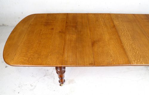EARLY VICTORIAN OAK EXTENDING DINING TABLE 5 LEAVES 12 FT - ADDITIONAL PHOTO 22