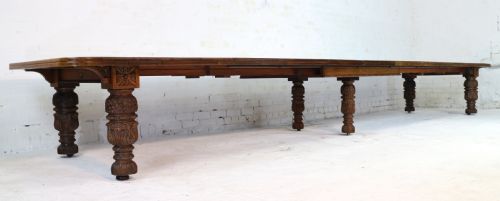 EDWARDS ROBERTS VICTORIAN OAK EXTENDING DINING TABLE 7 LEAVES 20FT SEATS UP TO 2224 - ADDITIONAL PHOTO 5