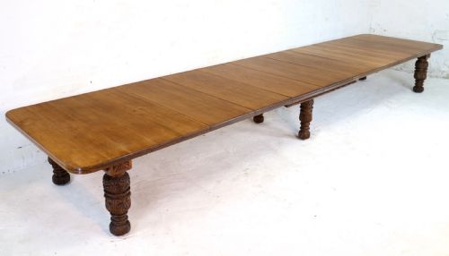 EDWARDS ROBERTS VICTORIAN OAK EXTENDING DINING TABLE 7 LEAVES 20FT SEATS UP TO 2224 - ADDITIONAL PHOTO 3