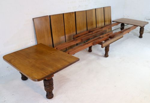 EDWARDS ROBERTS VICTORIAN OAK EXTENDING DINING TABLE 7 LEAVES 20FT SEATS UP TO 2224 - ADDITIONAL PHOTO 6