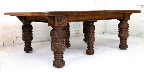 EDWARDS ROBERTS VICTORIAN OAK EXTENDING DINING TABLE 7 LEAVES 20FT SEATS UP TO 2224 - ADDITIONAL PHOTO 12