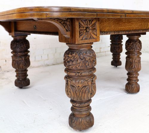 EDWARDS ROBERTS VICTORIAN OAK EXTENDING DINING TABLE 7 LEAVES 20FT SEATS UP TO 2224 - ADDITIONAL PHOTO 14