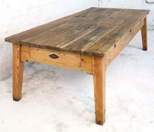 19TH CENTURY SCOTTISH ESTATE LARGE OAK PITCH PINE KITCHEN PREPARATION TABLE - ADDITIONAL PHOTO 1