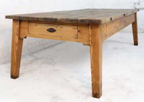 19TH CENTURY SCOTTISH ESTATE LARGE OAK PITCH PINE KITCHEN PREPARATION TABLE - ADDITIONAL PHOTO 5