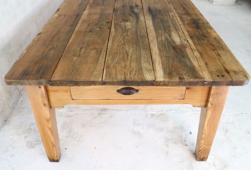 19TH CENTURY SCOTTISH ESTATE LARGE OAK PITCH PINE KITCHEN PREPARATION TABLE - ADDITIONAL PHOTO 10