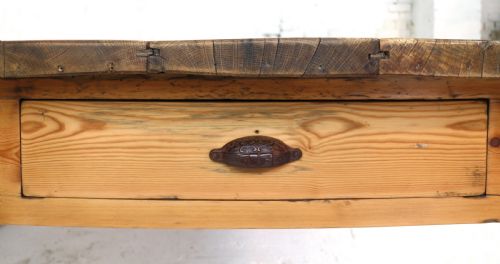 19TH CENTURY SCOTTISH ESTATE LARGE OAK PITCH PINE KITCHEN PREPARATION TABLE - ADDITIONAL PHOTO 12