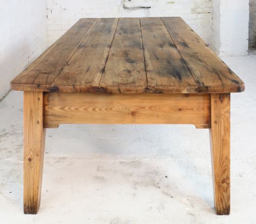 19TH CENTURY SCOTTISH ESTATE LARGE OAK PITCH PINE KITCHEN PREPARATION TABLE - ADDITIONAL PHOTO 18