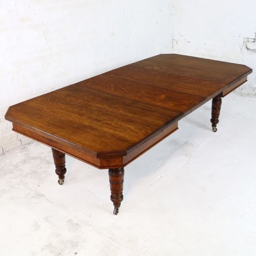 victorian oak dining table 2 leaves 8ft 4seats 10 - CATEGORY: ANTIQUE TABLES - DATED VICTORIAN
