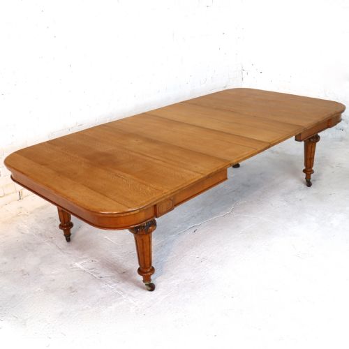 Antique Victorian Oak Dining Table & 2 Leaves, 9ft/seats 12