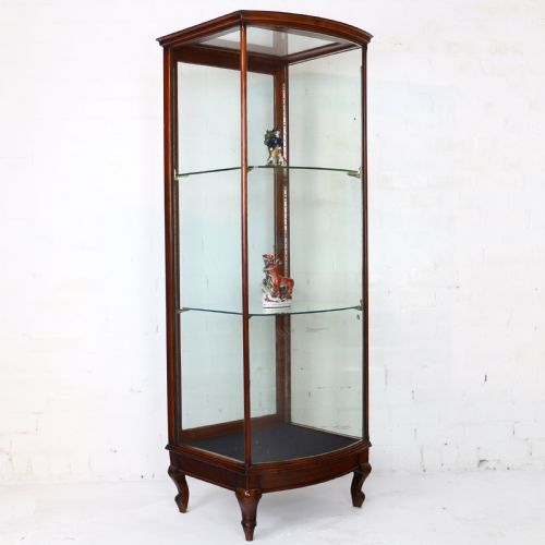 victorian mahogany bowfront shop display cabinet - CATEGORY: ANTIQUE CABINETS - DATED VICTORIAN