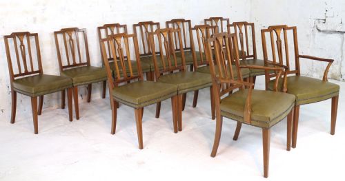 SET OF TWELVE SHERATON REVIVAL MAHOGANY INLAID DINING CHAIRS BY JAMES GARVIE SONS ABERDEEN 12 - ADDITIONAL PHOTO 1