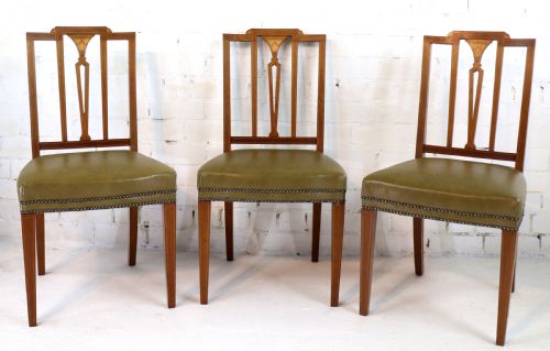 SET OF TWELVE SHERATON REVIVAL MAHOGANY INLAID DINING CHAIRS BY JAMES GARVIE SONS ABERDEEN 12 - ADDITIONAL PHOTO 5