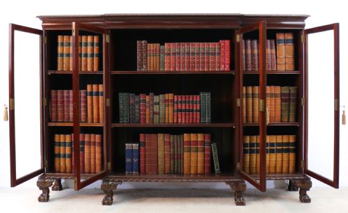 VICTORIAN BREAKFRONT CARVED MAHOGANY GLAZED BOOKCASE - ADDITIONAL PHOTO 25