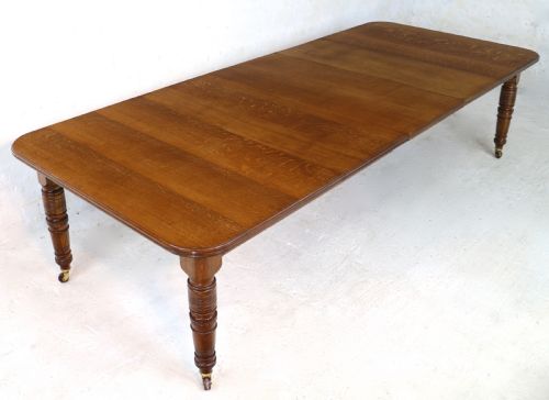 VICTORIAN OAK EXTENDING DINING TABLE 3 LEAVES 10FTSEATS 12 - ADDITIONAL PHOTO 1