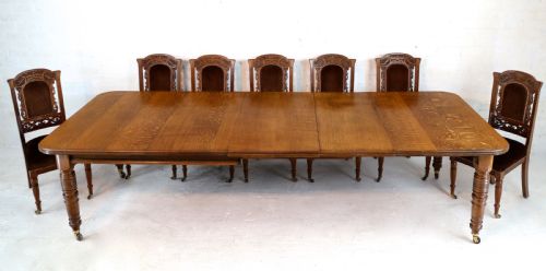VICTORIAN OAK EXTENDING DINING TABLE 3 LEAVES 10FTSEATS 12 - ADDITIONAL PHOTO 3
