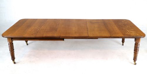 VICTORIAN OAK EXTENDING DINING TABLE 3 LEAVES 10FTSEATS 12 - ADDITIONAL PHOTO 15