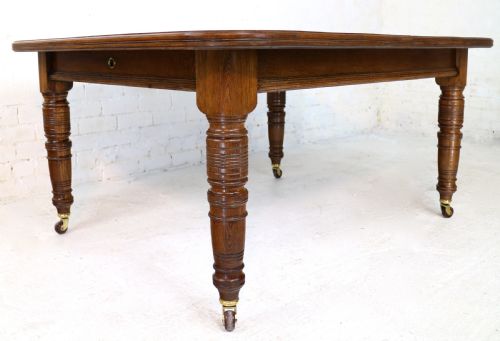 VICTORIAN OAK EXTENDING DINING TABLE 3 LEAVES 10FTSEATS 12 - ADDITIONAL PHOTO 17