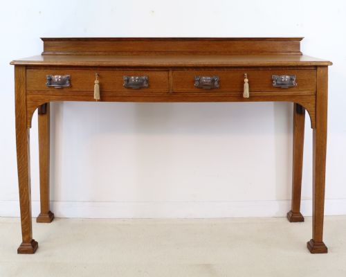 arts crafts oak hall or serving table by james shoolbred co london - CATEGORY: ANTIQUE TABLES - DATED 19TH CENTURY