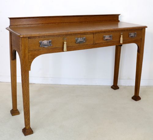 ARTS CRAFTS OAK HALL OR SERVING TABLE BY JAMES SHOOLBRED CO LONDON - ADDITIONAL PHOTO 2