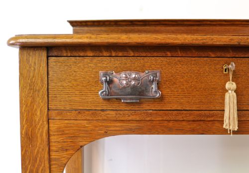 ARTS CRAFTS OAK HALL OR SERVING TABLE BY JAMES SHOOLBRED CO LONDON - ADDITIONAL PHOTO 4