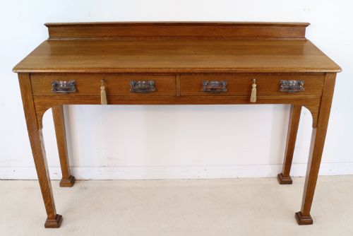 ARTS CRAFTS OAK HALL OR SERVING TABLE BY JAMES SHOOLBRED CO LONDON - ADDITIONAL PHOTO 6