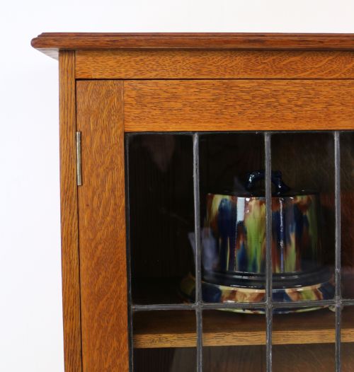 ARTS CRAFTS OAK BOOKCASE CABINET ATTRIBUTED TO LIBERTY CO - ADDITIONAL PHOTO 5