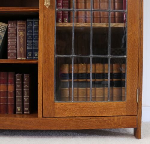 ARTS CRAFTS OAK BOOKCASE CABINET ATTRIBUTED TO LIBERTY CO - ADDITIONAL PHOTO 7