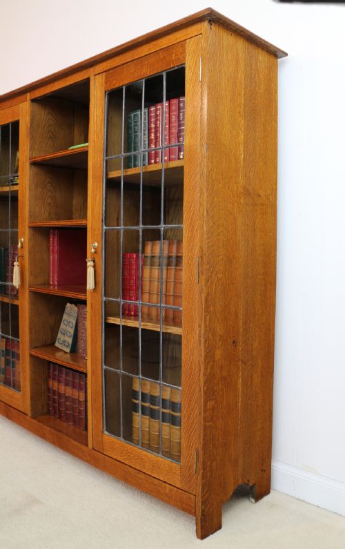 ARTS CRAFTS OAK BOOKCASE CABINET ATTRIBUTED TO LIBERTY CO - ADDITIONAL PHOTO 16