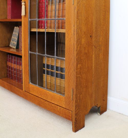 ARTS CRAFTS OAK BOOKCASE CABINET ATTRIBUTED TO LIBERTY CO - ADDITIONAL PHOTO 17