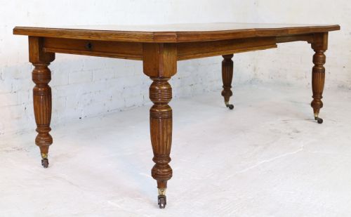 VICTORIAN OAK DINING TABLE 2 LEAVES 6FT 10SEATS 8 - ADDITIONAL PHOTO 5