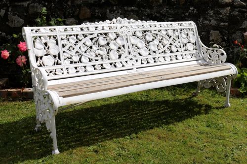VICTORIAN COALBROOKDALE NASTURTIUM PATTERN GARDEN SEATBENCH - ADDITIONAL PHOTO 1