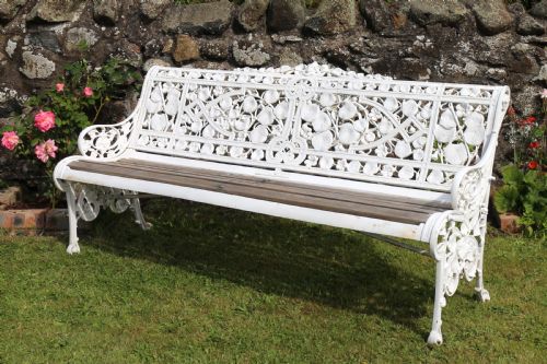VICTORIAN COALBROOKDALE NASTURTIUM PATTERN GARDEN SEATBENCH - ADDITIONAL PHOTO 2