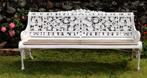 VICTORIAN COALBROOKDALE NASTURTIUM PATTERN GARDEN SEATBENCH - ADDITIONAL PHOTO 4