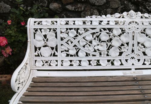 VICTORIAN COALBROOKDALE NASTURTIUM PATTERN GARDEN SEATBENCH - ADDITIONAL PHOTO 5