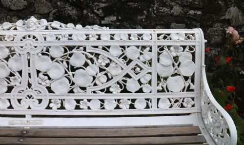 VICTORIAN COALBROOKDALE NASTURTIUM PATTERN GARDEN SEATBENCH - ADDITIONAL PHOTO 6