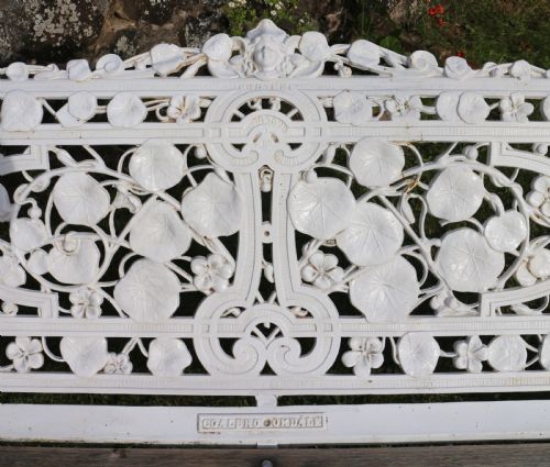 VICTORIAN COALBROOKDALE NASTURTIUM PATTERN GARDEN SEATBENCH - ADDITIONAL PHOTO 7