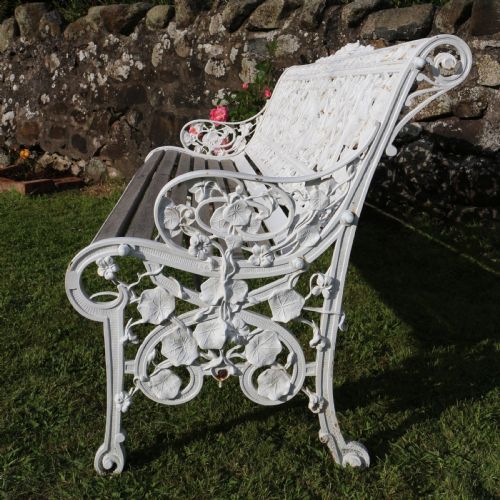 VICTORIAN COALBROOKDALE NASTURTIUM PATTERN GARDEN SEATBENCH - ADDITIONAL PHOTO 9