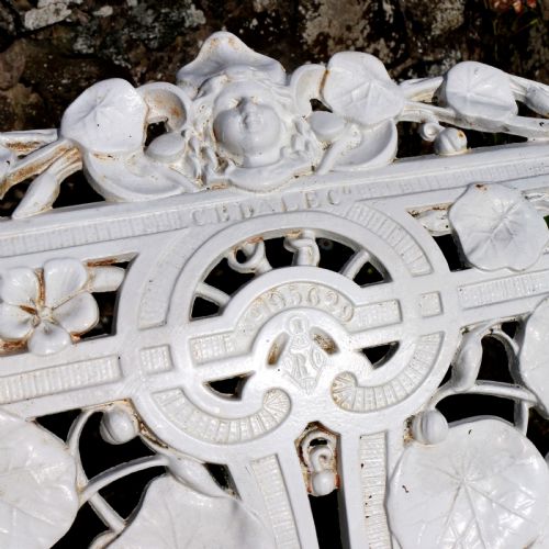 VICTORIAN COALBROOKDALE NASTURTIUM PATTERN GARDEN SEATBENCH - ADDITIONAL PHOTO 10