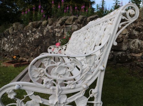 VICTORIAN COALBROOKDALE NASTURTIUM PATTERN GARDEN SEATBENCH - ADDITIONAL PHOTO 11