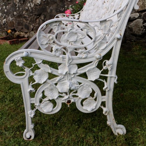 VICTORIAN COALBROOKDALE NASTURTIUM PATTERN GARDEN SEATBENCH - ADDITIONAL PHOTO 12