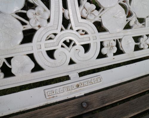 VICTORIAN COALBROOKDALE NASTURTIUM PATTERN GARDEN SEATBENCH - ADDITIONAL PHOTO 13