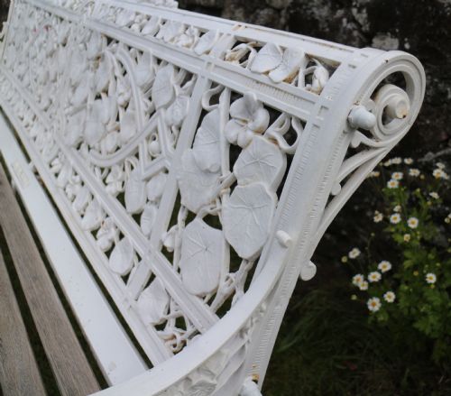 VICTORIAN COALBROOKDALE NASTURTIUM PATTERN GARDEN SEATBENCH - ADDITIONAL PHOTO 14