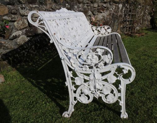 VICTORIAN COALBROOKDALE NASTURTIUM PATTERN GARDEN SEATBENCH - ADDITIONAL PHOTO 15