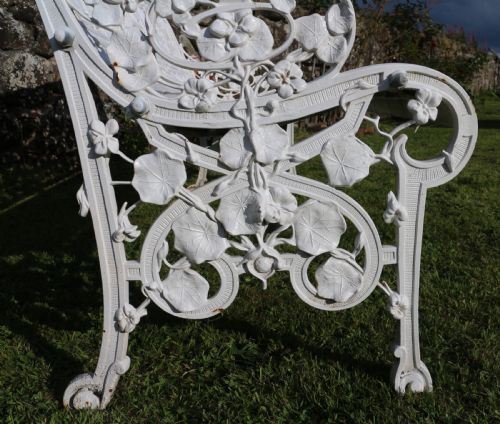 VICTORIAN COALBROOKDALE NASTURTIUM PATTERN GARDEN SEATBENCH - ADDITIONAL PHOTO 17
