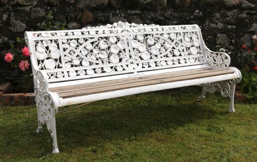 VICTORIAN COALBROOKDALE NASTURTIUM PATTERN GARDEN SEATBENCH - ADDITIONAL PHOTO 18