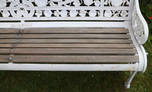 VICTORIAN COALBROOKDALE NASTURTIUM PATTERN GARDEN SEATBENCH - ADDITIONAL PHOTO 19